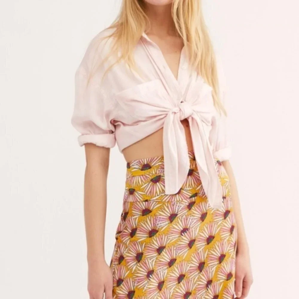 Free People Normani‎ printed bias cut skirt